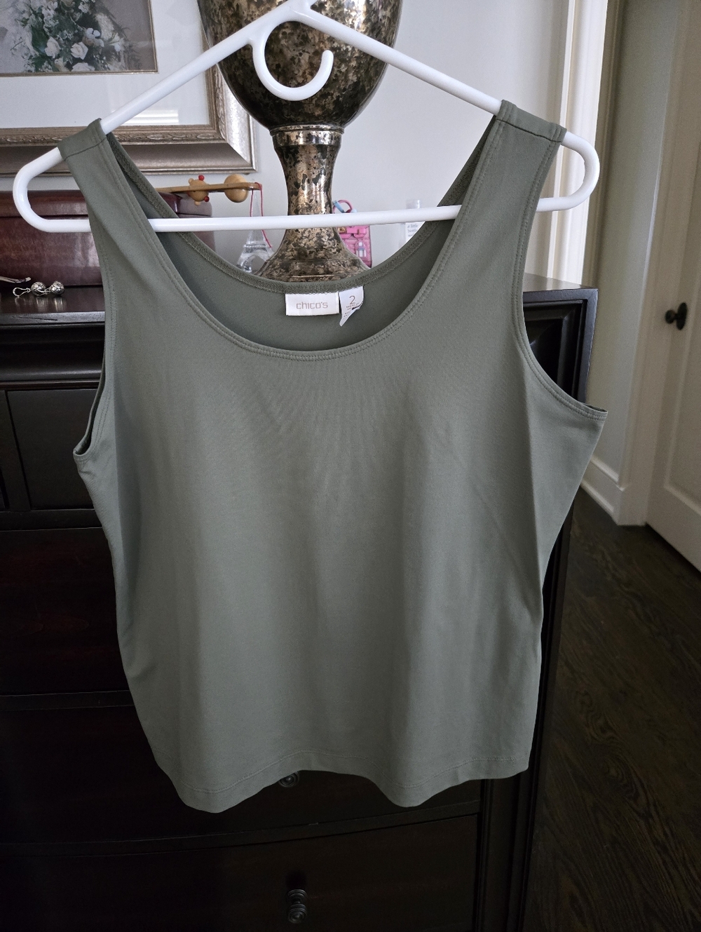 Chico's Tank Top Khacki Green, Size 2 Large